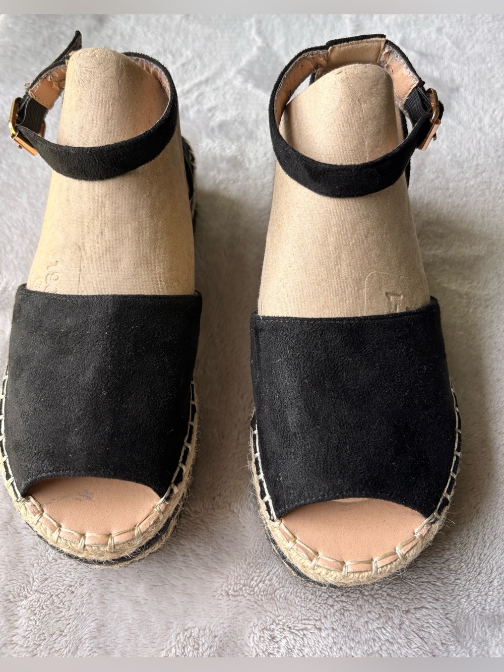 Black Suede Espadrille Ankle-Strap Sandals for Women